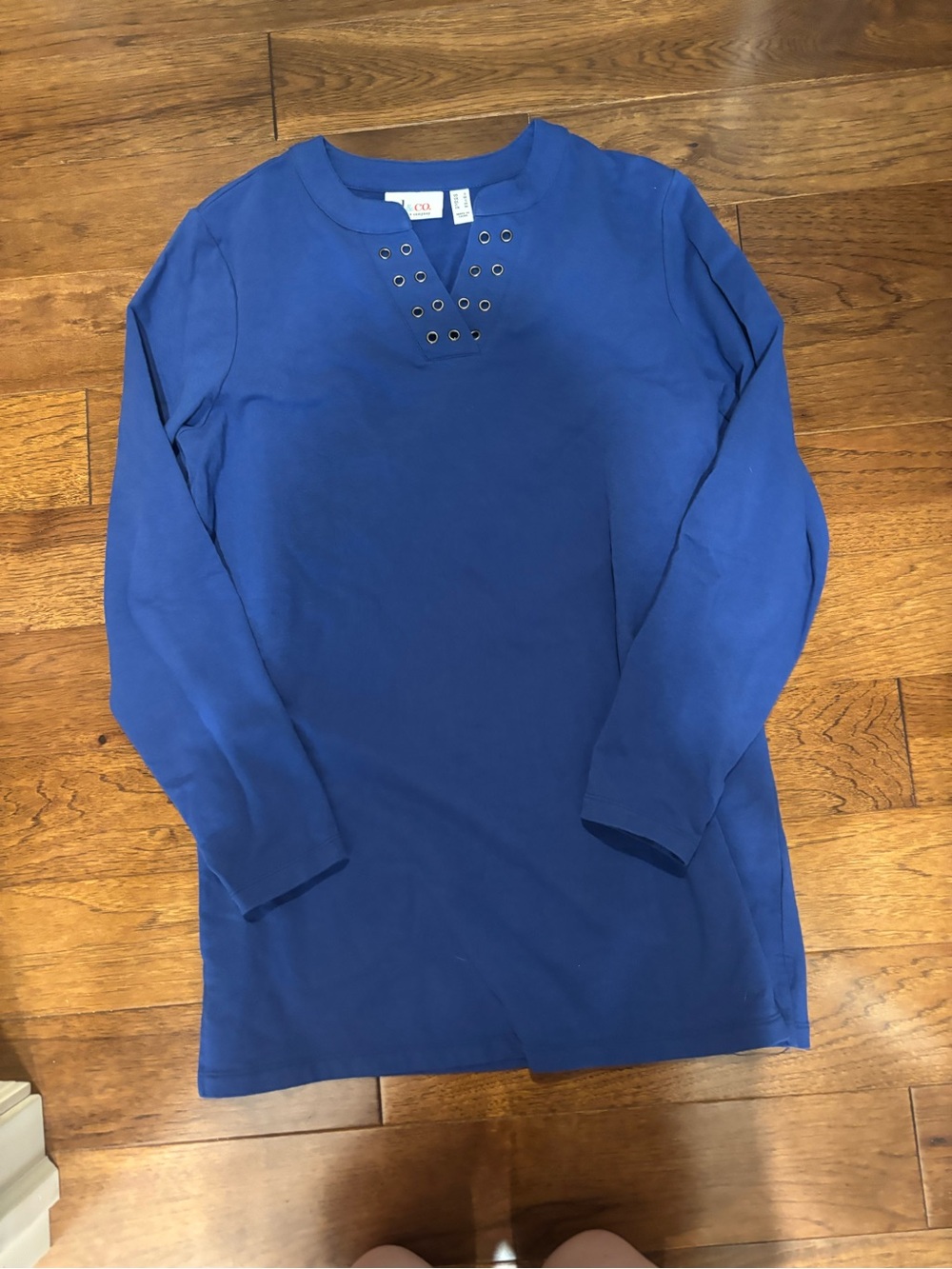 d&co. Blue Eyelet-Trim Top